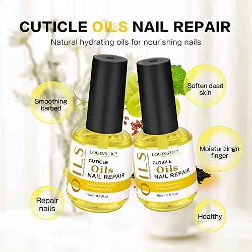LOUINSTIC 3-in-1 Gel Nail Remover Kit – Gel Nail Polish Remover, Liquid Latex Peel-Off Tape, Cuticle Oil for Nails & Manicure Tools – Acetone-Free, Low Odor, Removes Gel in 2–5 Min, No Foil