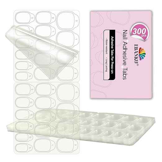 300PCS Nail Adhesive Tabs for Press on, EBANKU Waterproof Nail Glue Stickers Ultra-Thin Press on Fingernail Sticky Tabs in 15 Size, 10 Sheets Double Sided Transparent Fingernail Tape for Manicure