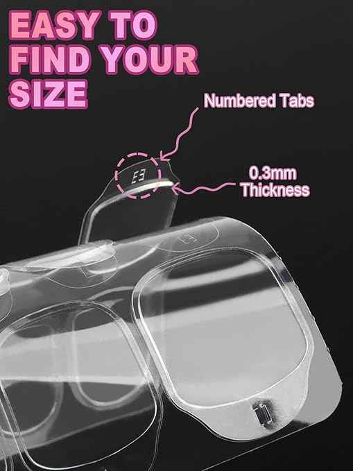 300PCS Nail Adhesive Tabs for Press on, EBANKU Waterproof Nail Glue Stickers Ultra-Thin Press on Fingernail Sticky Tabs in 15 Size, 10 Sheets Double Sided Transparent Fingernail Tape for Manicure