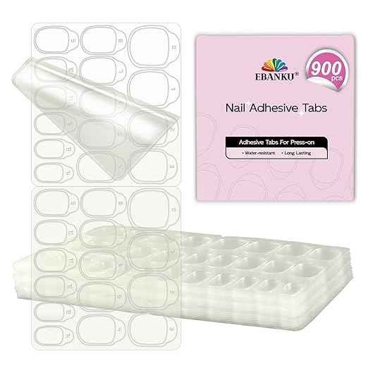 900PCS Nail Adhesive Tabs for Press on, EBANKU Waterproof Breathable Nail Glue Stickers Ultra-Thin Press on Nail Sticky Tabs in 15 Sizes, 30 Sheets Double Sided Transparent Nail Tape for Manicure DIY