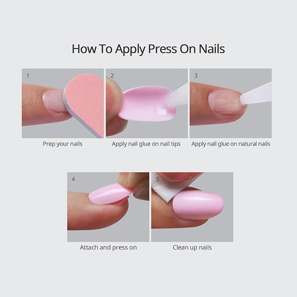 BTArtbox Press On Nails Square - Pastel Short Press On Nails with Glue for Women, Opaque Soft Gel Glue On Nails in 16 Sizes - 32 Stick On Nails Kit, Heeled Neutral