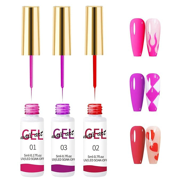 5ml/0.7fl.oz Gel Liner Nail Polish Gel Set Line Art DIY Nail Polish, Ultra-Fine Brush Head French Line Graffiti Flower Stripe Design Nail For Nail Salon or Home - Bel Marant