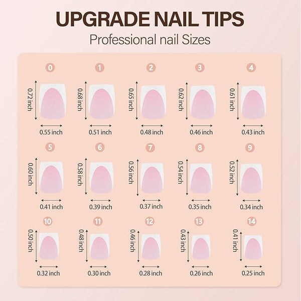 Vansiho Deep French Gel Nail Tips, 150Pcs Short Square French Tips Press on Nails, Pink Soft Gel Nails, Fake Nails for Nail Art DIY 15 Sizes