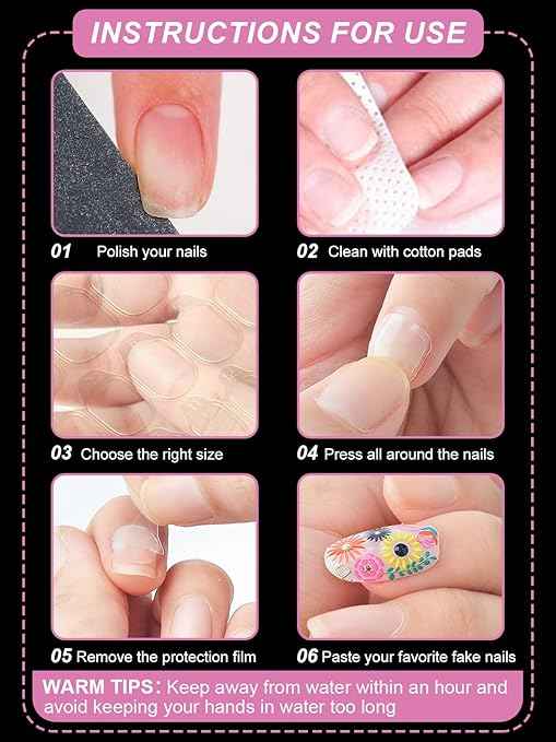 300PCS Nail Adhesive Tabs for Press on, EBANKU Waterproof Nail Glue Stickers Ultra-Thin Press on Fingernail Sticky Tabs in 15 Size, 10 Sheets Double Sided Transparent Fingernail Tape for Manicure