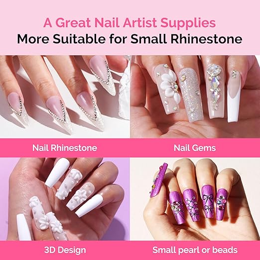 MelodySusie 2Pcs Nail Rhinestone Glue for Nails Super Strong Gel for Nail Charms Gems 3D Nail Gel UV Nail Glue for Nail Art Design Nail Chrome Powder