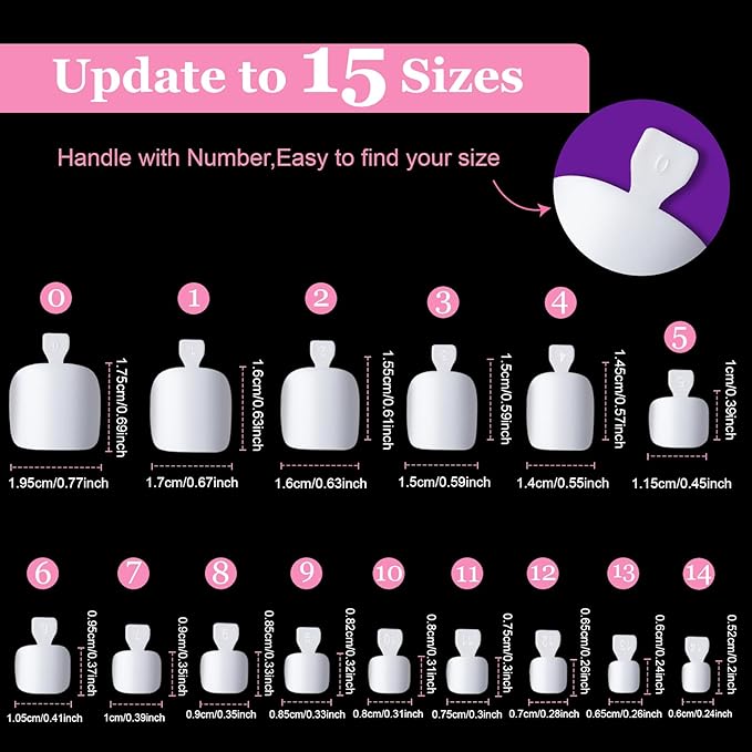 Teenitor White Press on Toenails for Women, 240pcs 15 Sizes of Toe Nail Press ons Fake Toe Nails Tips with Nail Glue, White Toe Press on Nails Square, Toe Nails Press on False Toenails