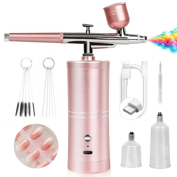 SAVILAND Super-Stable Airbrush Kit: 25 PSI Precision Airbrush for Nails Recharge Dual-Mode Airbrush Gun 0.3mm Nozzle Airbrush Machine Makeup Protable Airbrush Gel Nail Ombre French Paint Nail Art