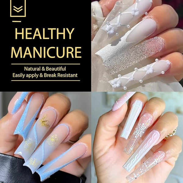UNA GELLA Extra Long Tapered Sqaure Nail Tips, Pre-buffed 240Pcs Square Gel Nail Tips No C Curve XXL Long Square Press on Nails Full Cover Straight for Nails Extension Home DIY Salon 12 Sizes
