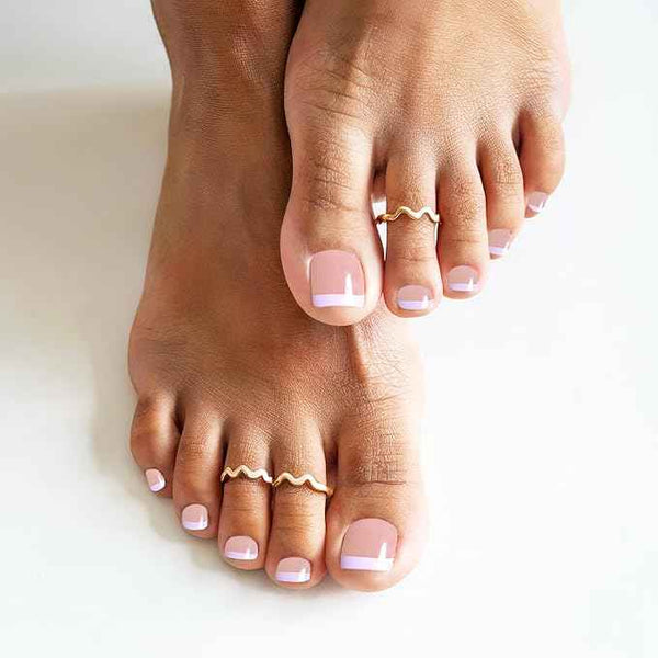 MelodySusie 32Pcs Semi Cured Gel Toe Nail Strips (White French Tips), Pedicure Stickers for Toes, Works with Any UV/LED Lamps, Salon-Quality, Long Lasting, Easy to Apply & Remove