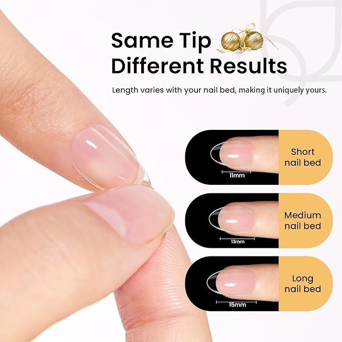 Beetles Gel Nail Kit Short Almond Gift Spree, with Dehydrator and Primer, 576Pcs Half Matte Etch-X Gel Nail Tips Solid Nail Glue Mini Lamp Acrylic Tips Easy DIY Extension Set Gift for Women