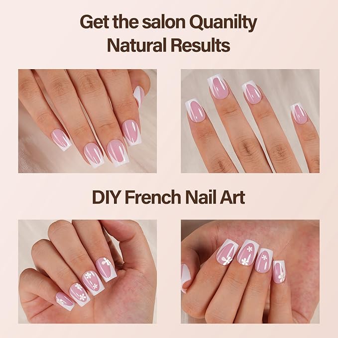 Vansiho Deep French Gel Nail Tips, 150Pcs Short Square French Tips Press on Nails, Pink Soft Gel Nails, Fake Nails for Nail Art DIY 15 Sizes