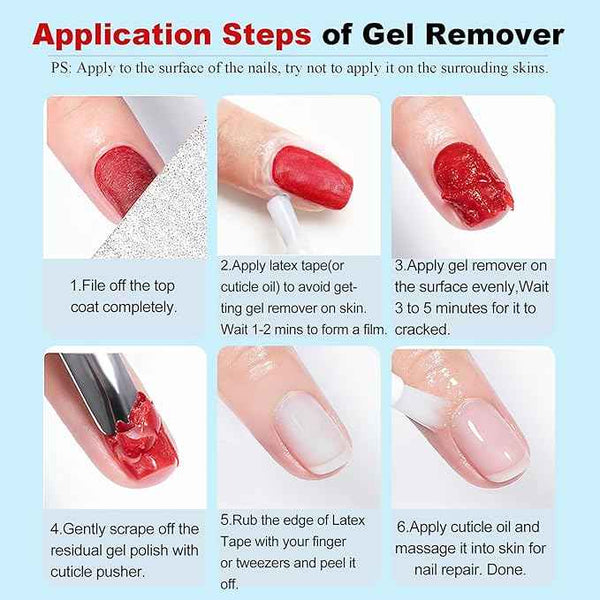 LOUINSTIC 3-in-1 Gel Nail Remover Kit – Gel Nail Polish Remover, Liquid Latex Peel-Off Tape, Cuticle Oil for Nails & Manicure Tools – Acetone-Free, Low Odor, Removes Gel in 2–5 Min, No Foil