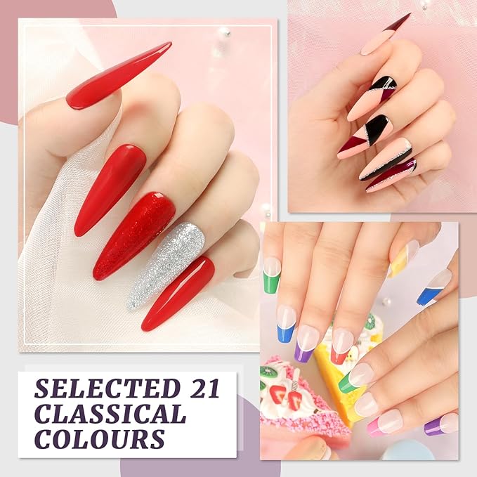 Lavender Violets Gel Nail Polish Set,Base,Glossy n Matte Top Coat,Blooming Gel Liner Pen Classical Solid Colors Nude Red Blue Glitter Sliver Green Gold French Nail Art Gifts for Women UV Varnish C997