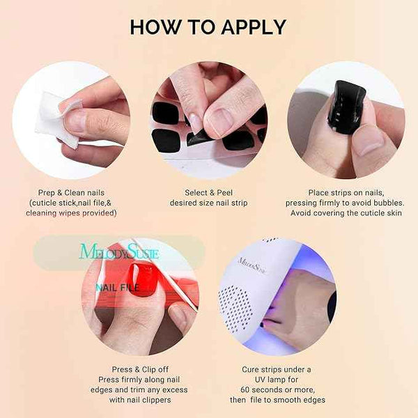 MelodySusie 32Pcs Semi Cured Gel Toe Nail Strips (White French Tips), Pedicure Stickers for Toes, Works with Any UV/LED Lamps, Salon-Quality, Long Lasting, Easy to Apply & Remove