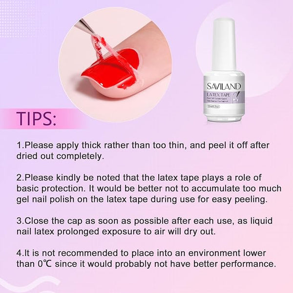 SAVILAND 2PCS Liquid Latex for Nails: 30ML Liquid Latex Peel Off Nail Polish Cuticle Guard for Gel Polish with Tweezers Nails Polish Protector for Fingers Peel Off Tip Tape for Nail Art