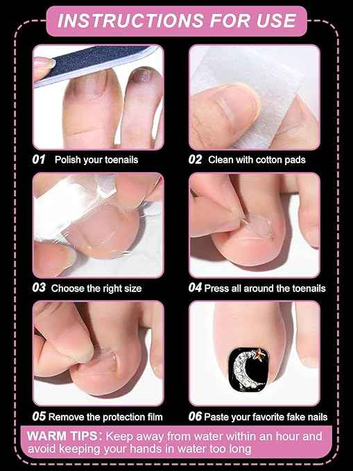 600PCS Nail Adhesive Tabs for Toenail, EBANKU Waterproof Breathable Toenail Glue Stickers Ultra-Thin Press on Nail Sticky Tabs in 12 Sizes, 25 Sheets Double Sided Transparent Nail Tape for DIY