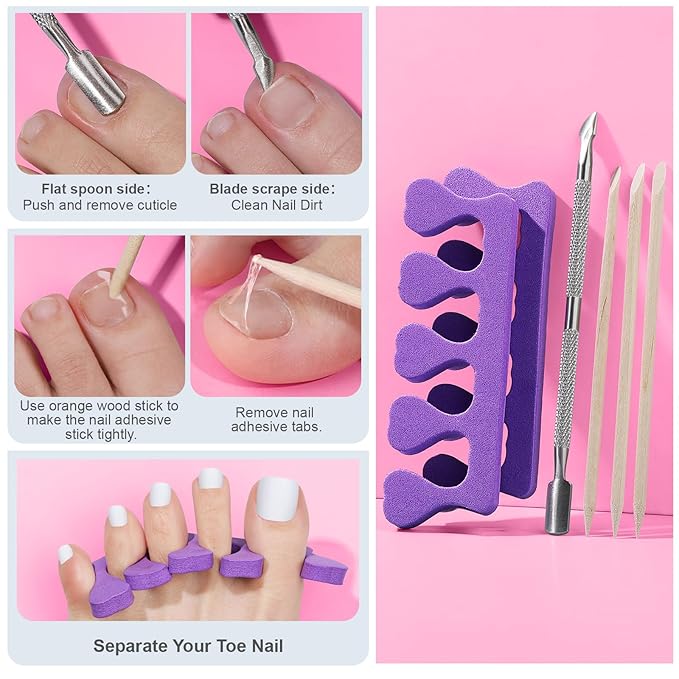 Teenitor White Press on Toenails for Women, 240pcs 15 Sizes of Toe Nail Press ons Fake Toe Nails Tips with Nail Glue, White Toe Press on Nails Square, Toe Nails Press on False Toenails