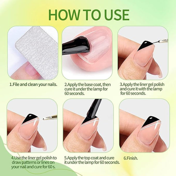 5ml/0.7fl.oz Gel Liner Nail Polish Gel Set Line Art DIY Nail Polish, Ultra-Fine Brush Head French Line Graffiti Flower Stripe Design Nail For Nail Salon or Home - Bel Marant