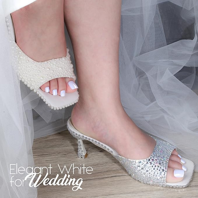 Teenitor White Press on Toenails for Women, 240pcs 15 Sizes of Toe Nail Press ons Fake Toe Nails Tips with Nail Glue, White Toe Press on Nails Square, Toe Nails Press on False Toenails