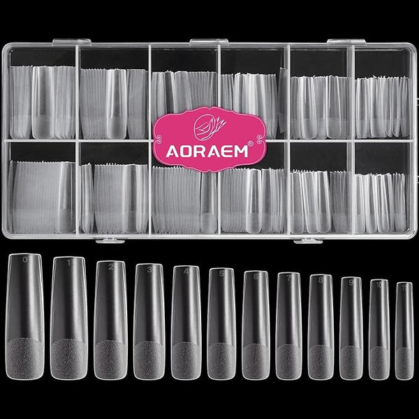AORAEM XXL Square Clear Fake Nails 240PCS, Long Tapered Square Nail Tips Half Matte Design Extra Long Acrylic Nail Tips with Case for Home DIY Nail Salons - Bel Marant